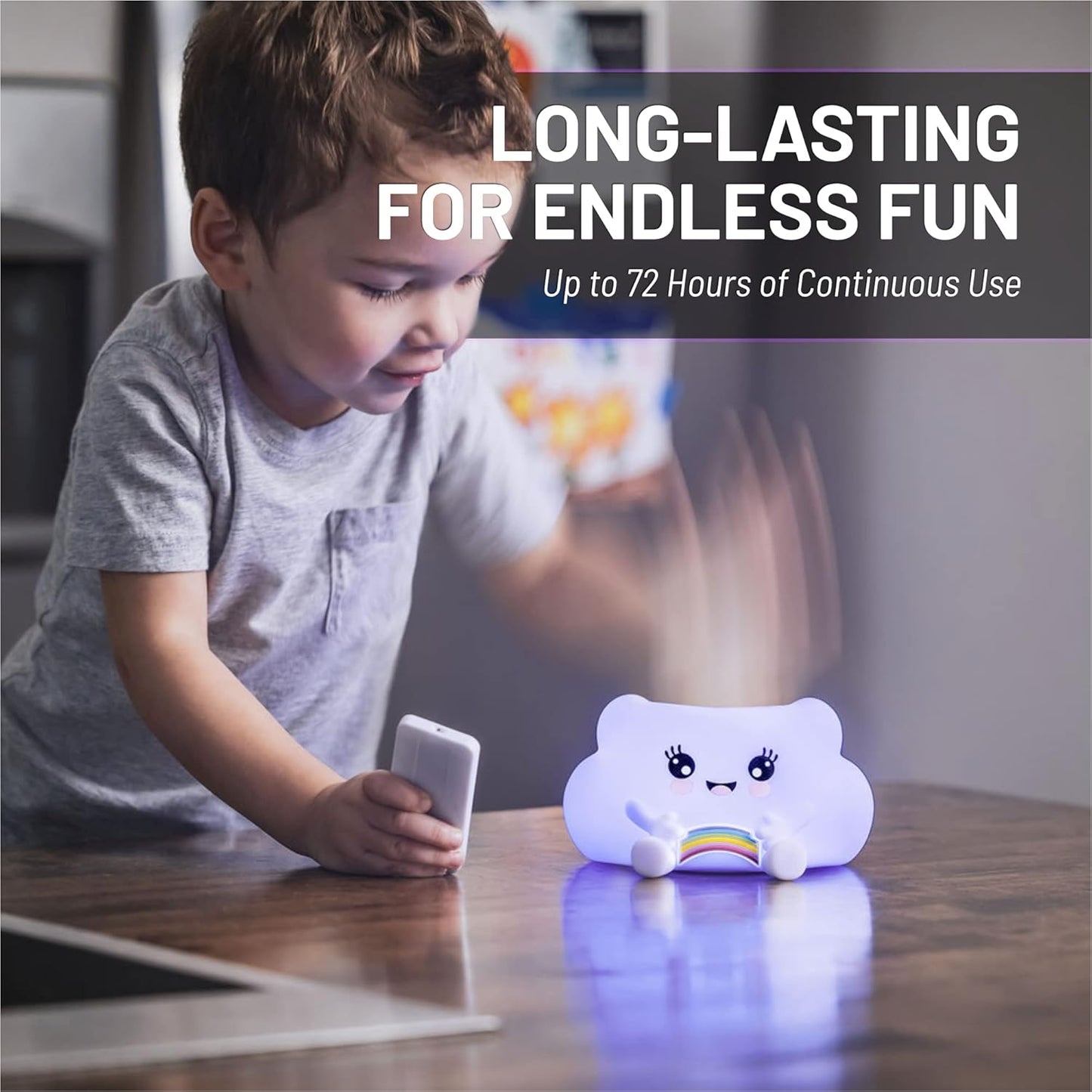 Lumipets Cloud Squishy Night Light for Kids | Soft Silicone Bedside Mood Lamp with Remote & Tap Control | Rechargeable Color Changing Night Light for Boys & Girls | Portable Nightlight with USB Cord