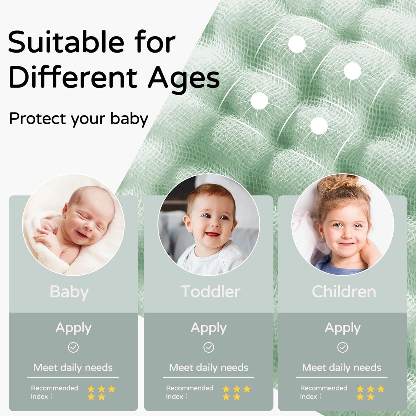 Yoofoss Hooded Baby Towels for Newborn 2 Pack 100% Muslin Organic Cotton Baby Bath Towel with Hood for Babies, Infant, Toddler and Kids, 32x32Inch, Soft and Absorbent Newborn Essential,Apricot&Green