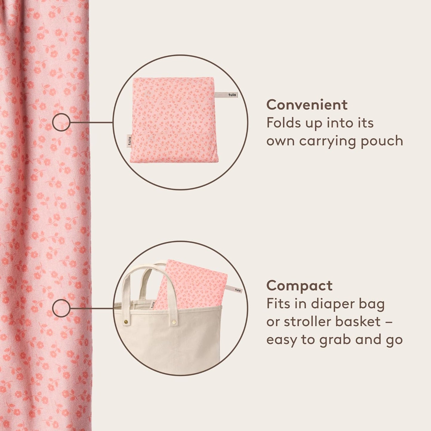 Baby Tula Stretchy Tencel™ Baby Wrap Carrier – Soft Newborn & Infant Wrap Sling, Ergonomic Hands-Free Baby Carrier, Breathable & Adjustable, Eco-Friendly for 8–25 lbs - Ditsy Floral