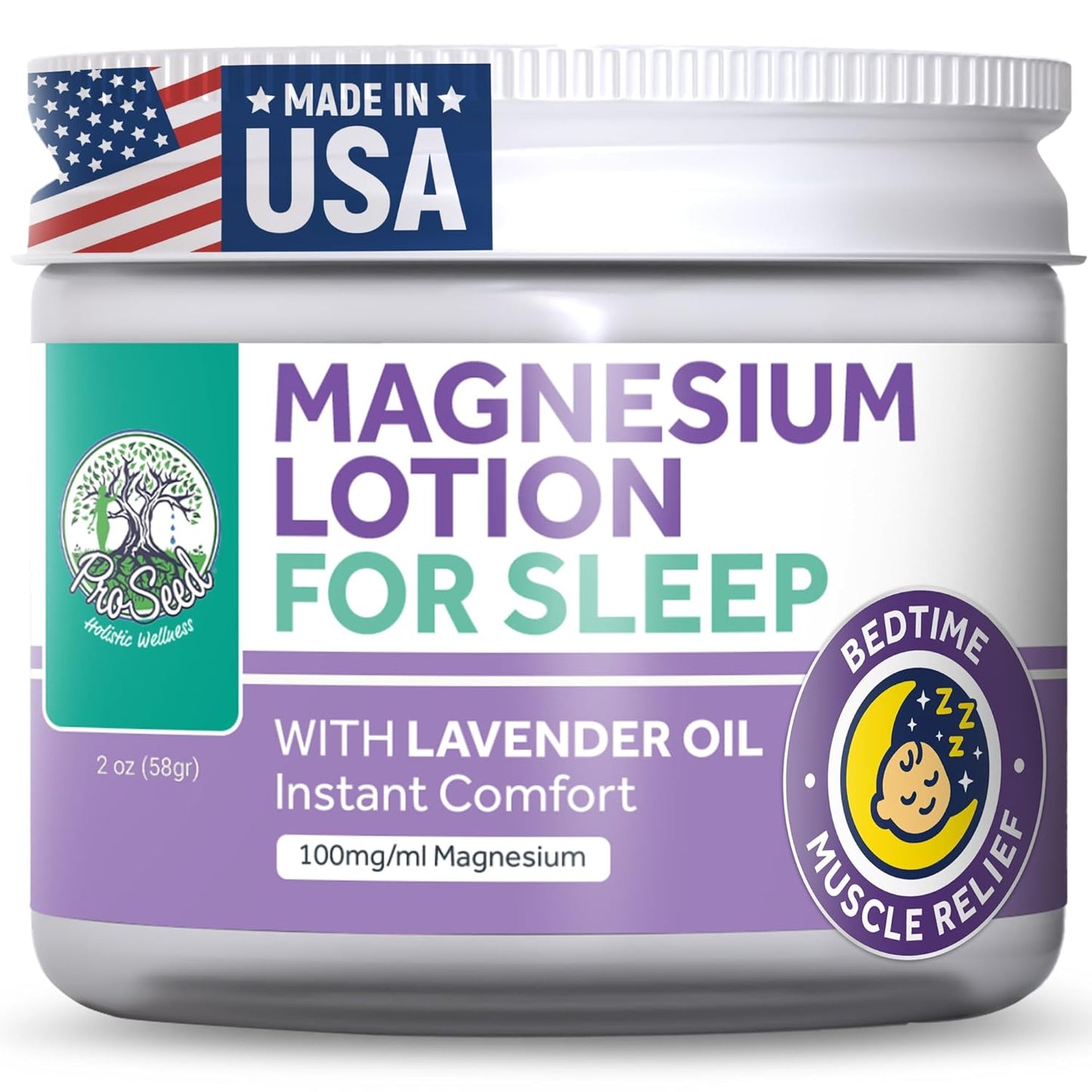 Handmade Organic Lavender Magnesium Lotion - Body Rub for Bedtime Care - Essential for Kids, Pregnant Women, Toddlers & Moms - Moisturizes & Hydrates Legs, Feet & Body - 2oz Glass Jar