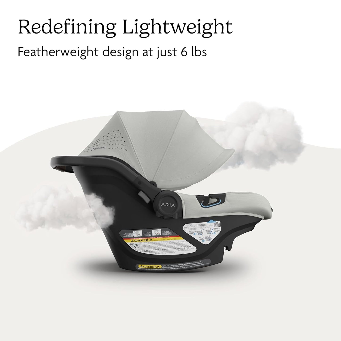 UPPAbaby Aria V2 Lightweight Infant Car Seat - Just Under 6 lbs - Base with Load Leg + Infant Insert + All-Weather FootCover Included - Direct Stroller Attachment - Savannah (Pearl Grey Mélange)