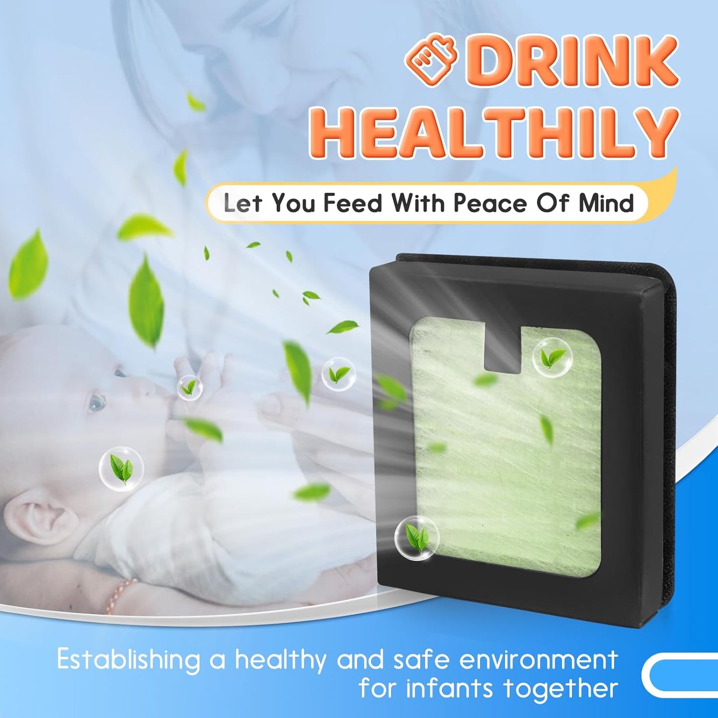 6Pack HEPA Filter Replacement Compatible with Baby Brezza Bottle Dryer Advanced and Baby Brezza Bottle Washer Pro