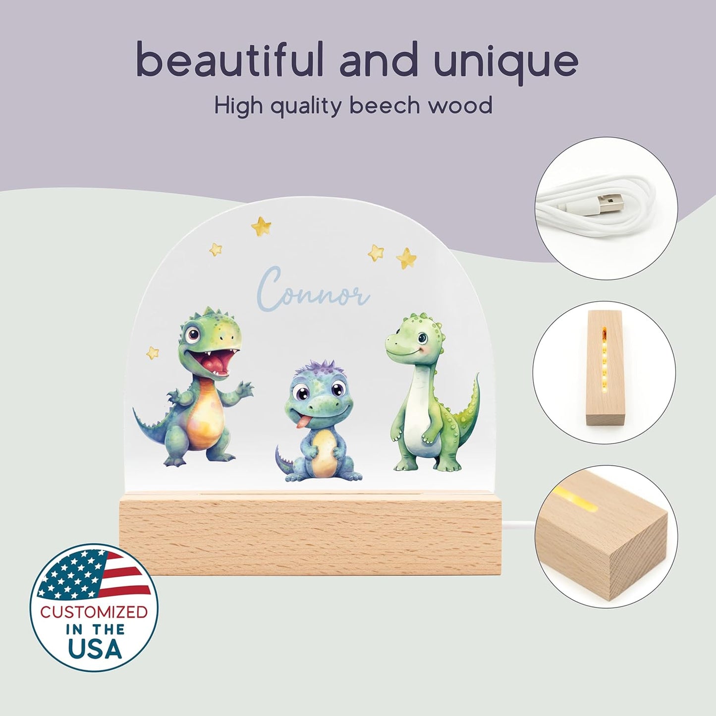 Dinosaur Night Light/Dinosaur Night Light for Boys/Dino Night Lamp/Color-Changing LED/Cute Design for Nursery