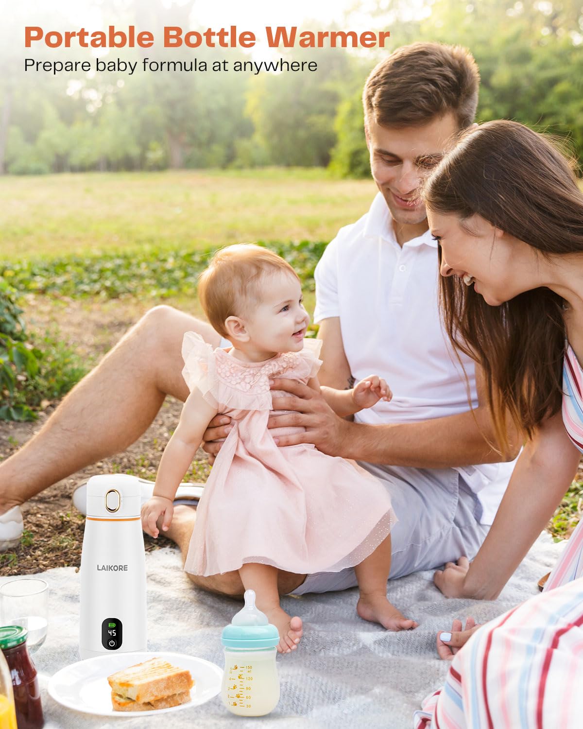 Portable Milk Warmer - Travel & On-the-Go, Quick Heating Breast Milk & Baby Milk Bottle Warmer, USB Rechargeable