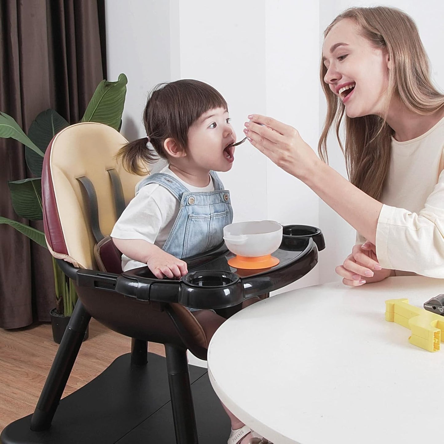 Gofirst 6 in 1 Baby High Chair,Convertible High Chairs for Babies and Toddlers/Booster Seat/Table and Chair Set,Baby Feeding Chair/5-Point Harness,4-Position Removable Tray&PU Cushion Baby Highchair