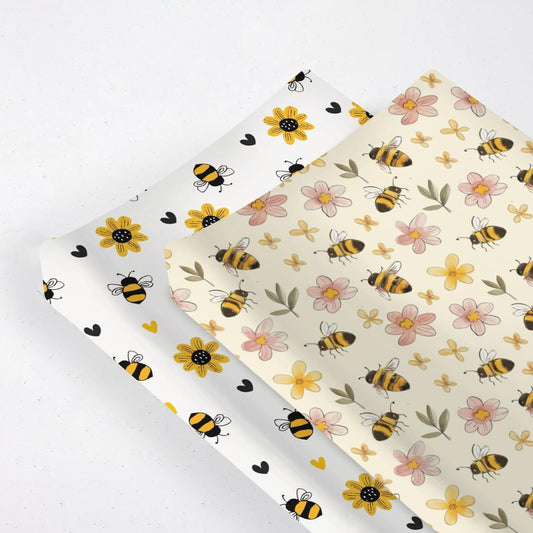 Soft 2 Pack Cartoon Spring Bee Flowers Floral Pattern Baby Changing Pad Covers for Infant Newborn, Unisex Bee Nursery Fitted Diaper Changing Table Pad Mat Sheets for Boys Girls-16x32