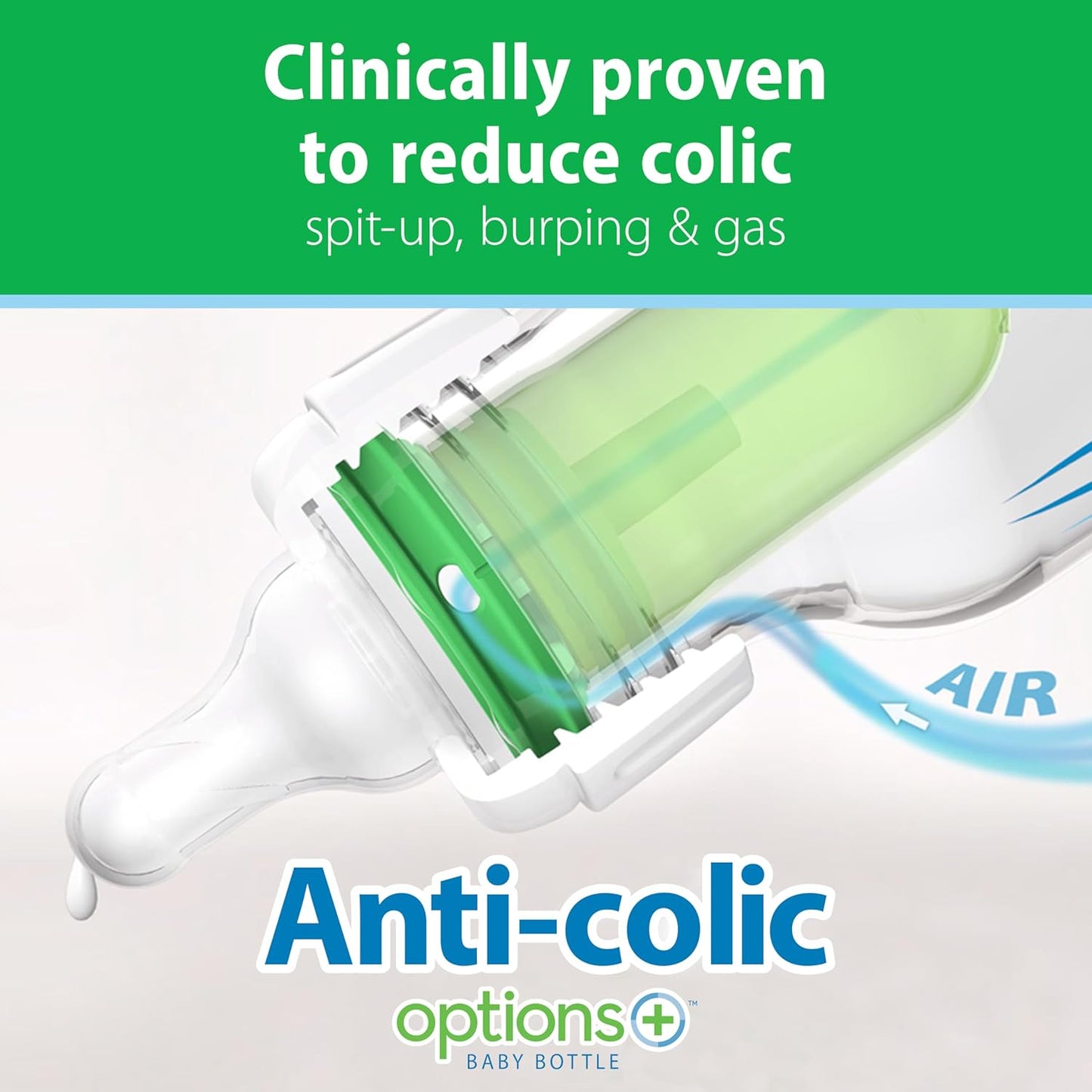 Dr. Brown's Anti-Colic Options+ Narrow Glass Baby Bottle with Level 1 Slow Flow Nipple, BPA-Free, 8 oz/250 mL, 1-Pack