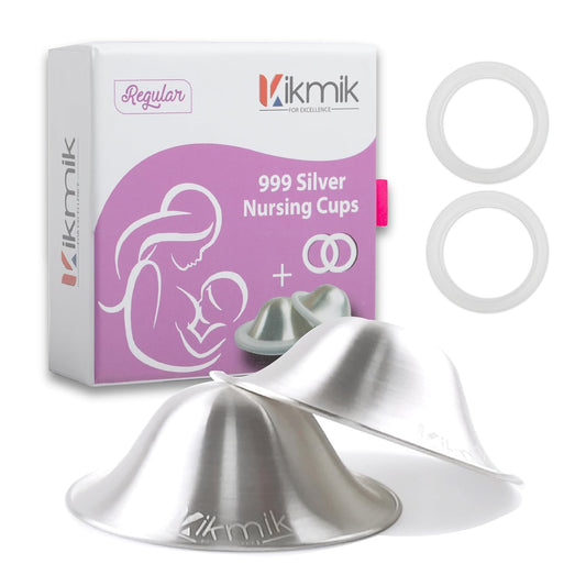 The Original Silver Nursing Cups with O-Feel Rings - 999 Silver Nipple Shields for Newborn Essentials - Reusable Nipple Covers for Breastfeeding Nursing Pads Pain Relief & Protection - Regular