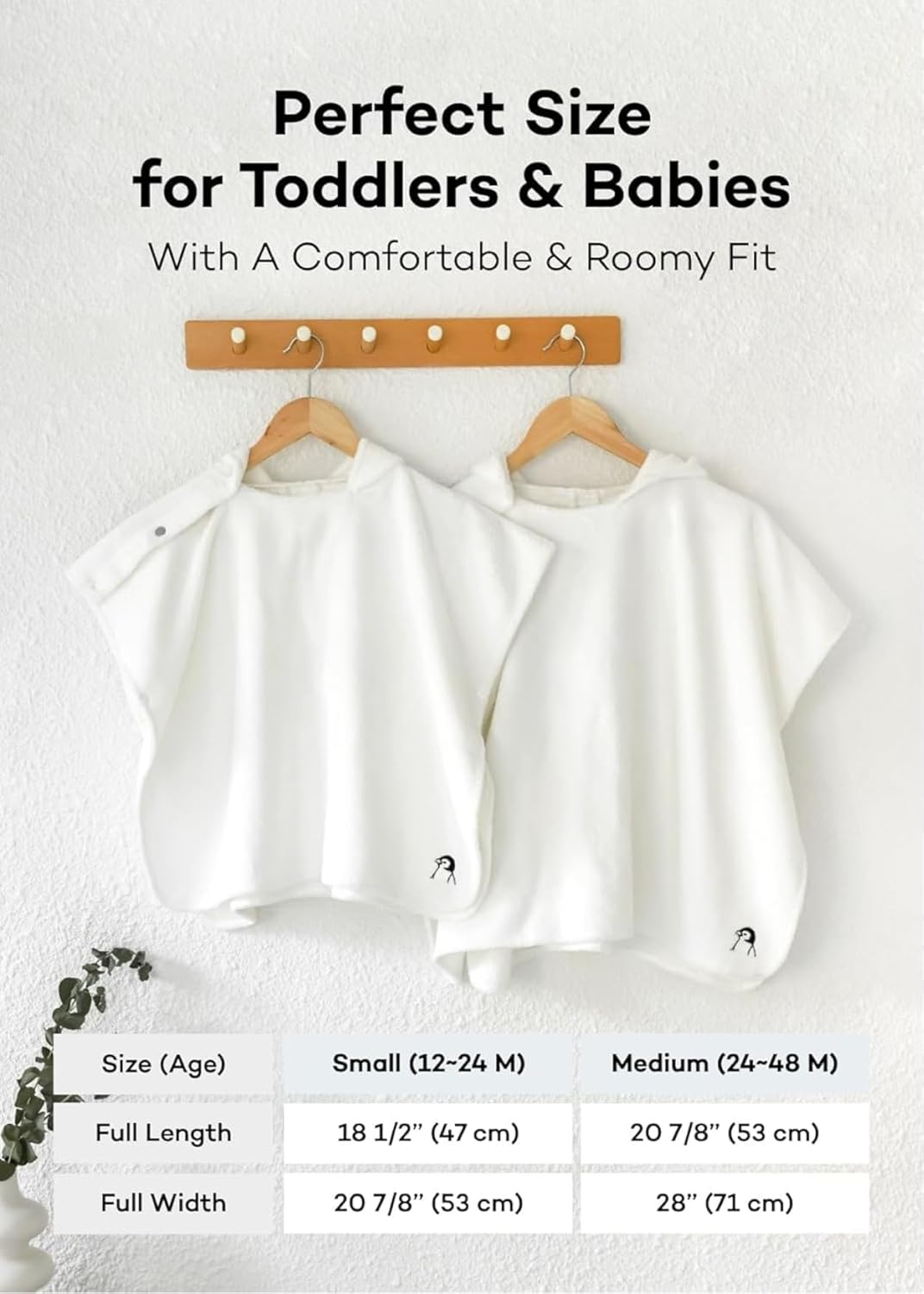 Konny Baby Hooded Towel Plush Thick & Cozy Soft-Touch Absorbent Rayon from Bamboo Cotton Baby Bath Beach Towel, Oeko-TEX, Newborn Boys Girls Toddler (White, Medium)