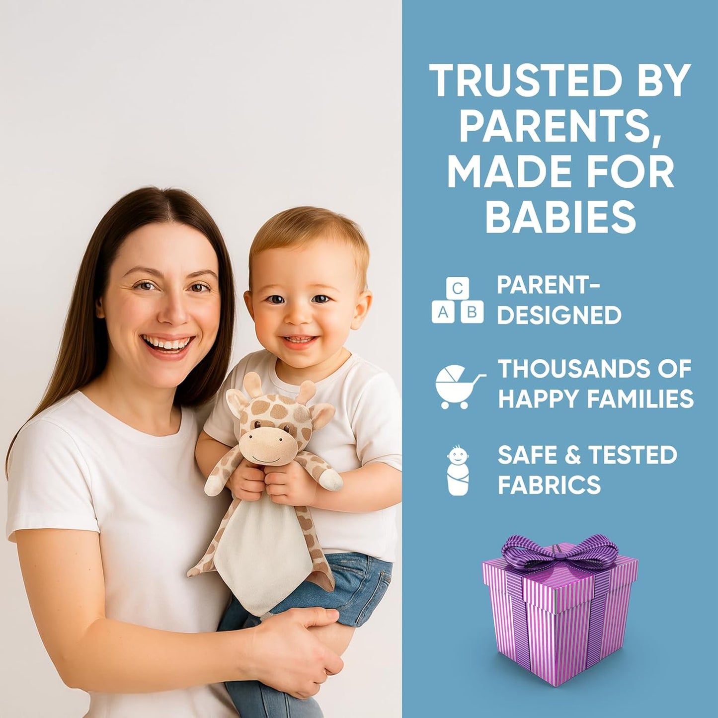 Baby Sleep Soother Beige & White Giraffe Plush with Heartbeat & Lullaby Sounds, 4-in-1 Sound Machine, Security Blanket & Pacifier Holder, Baby Registry Essential & Christmas Gift for Newborns, Infants