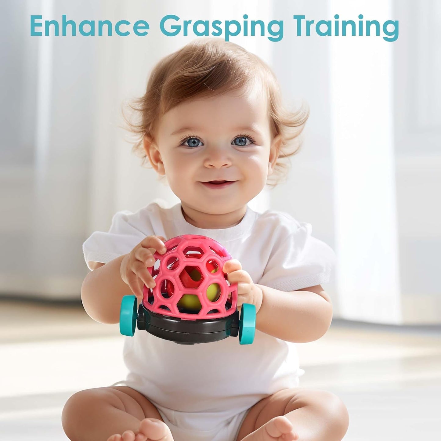 iPlay, iLearn Baby Toy Train, Infant Soft Cars for 6-12 Month Boy, Musical Push N Go Truck, Toddler Sensory Ball Rattle, Development Grasp Babies Birthday Gift 7 8 9 10 11 18 Month 1 2 Year Old Girl