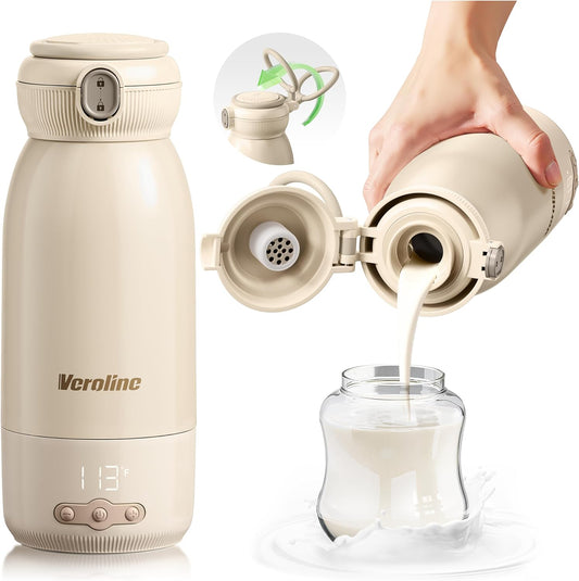Portable Bottle Warmer for Travel, 16 Oz Baby Bottle Warmer, Super Fast Charging Milk Warmer with Adjustable Temp & Keep Warm for Formula, Breastmilk, Rechargeable & Cordless Water Warmer