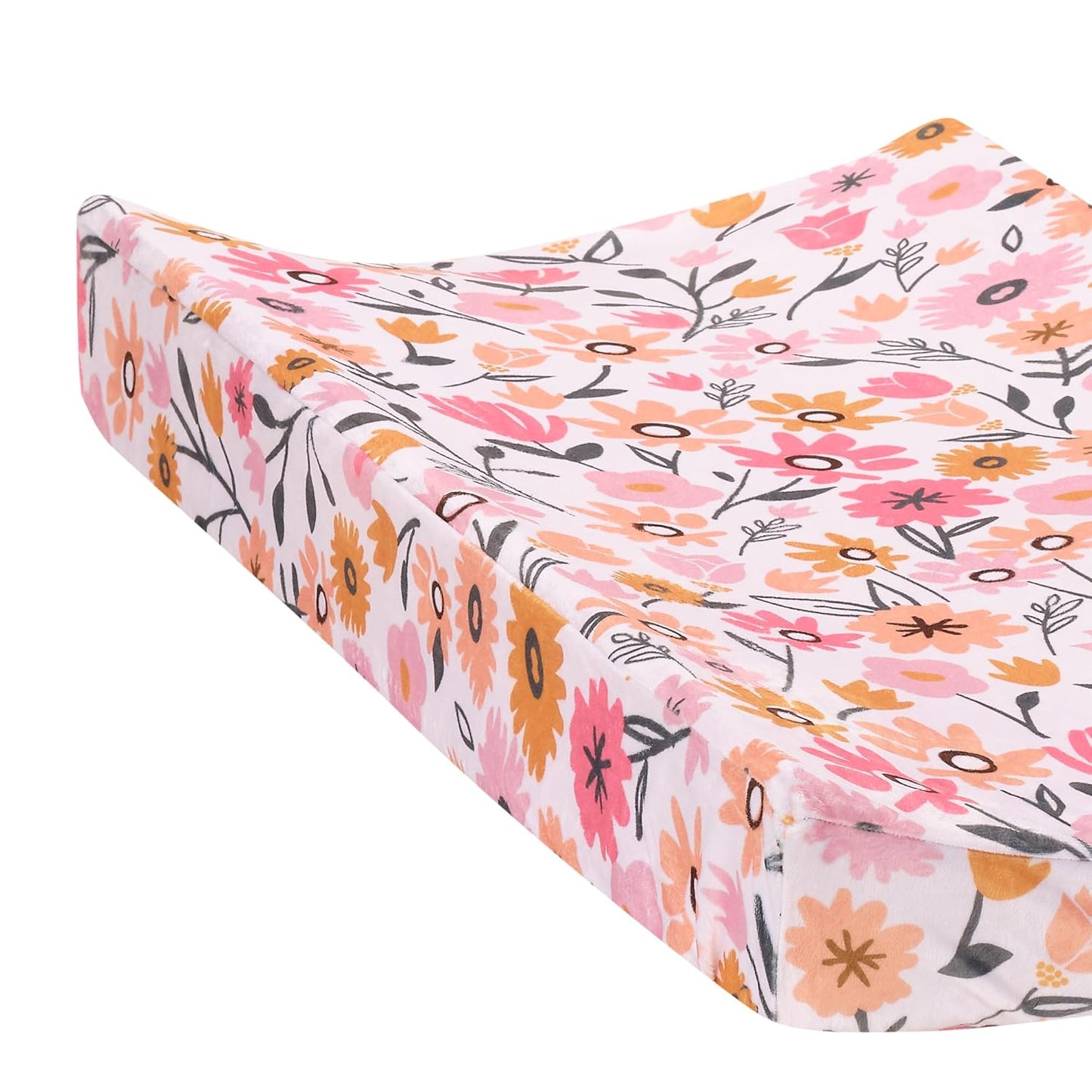 Lambs & Ivy Little Garden Ultra-Soft Pink Minky Floral Baby Changing Pad Cover
