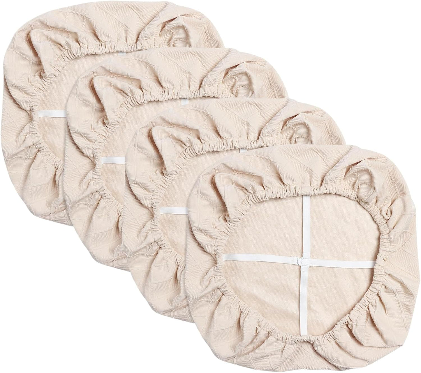 Yikko Chair Seat Covers, High-Density Check Jacquard Ekedalen Seat Covers for Dining Kitchen Restaurant Banquet, Stretch Removable Washable Chair Seat Cushion Protector (4, Beige)