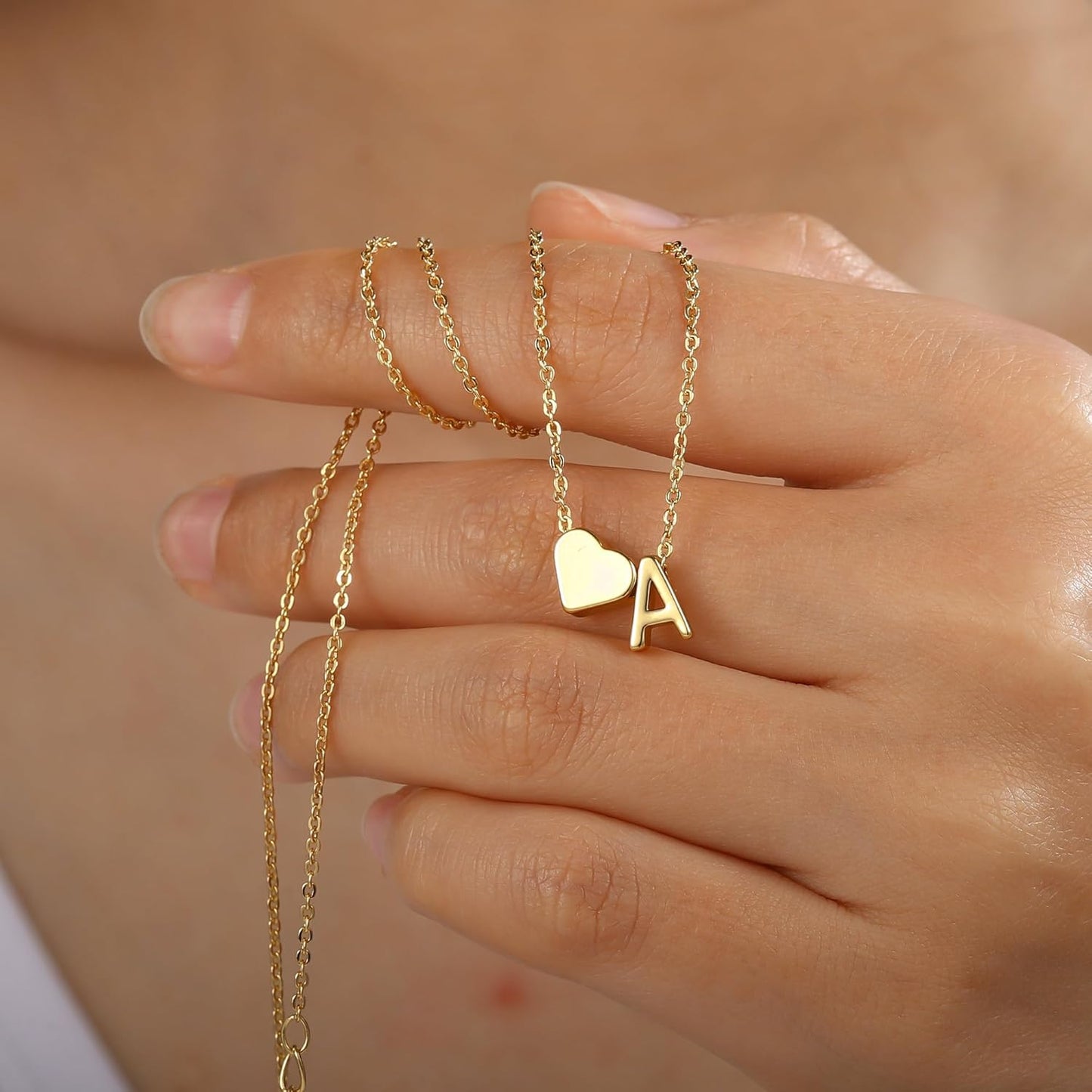 Turandoss Heart Initial Necklace for Women Teen Girls - 18K Gold Plated Letter A-Z Pendant Necklace Dainty Heart Necklaces Tiny Initial Necklaces Birthday Gifts for Women Jewelry