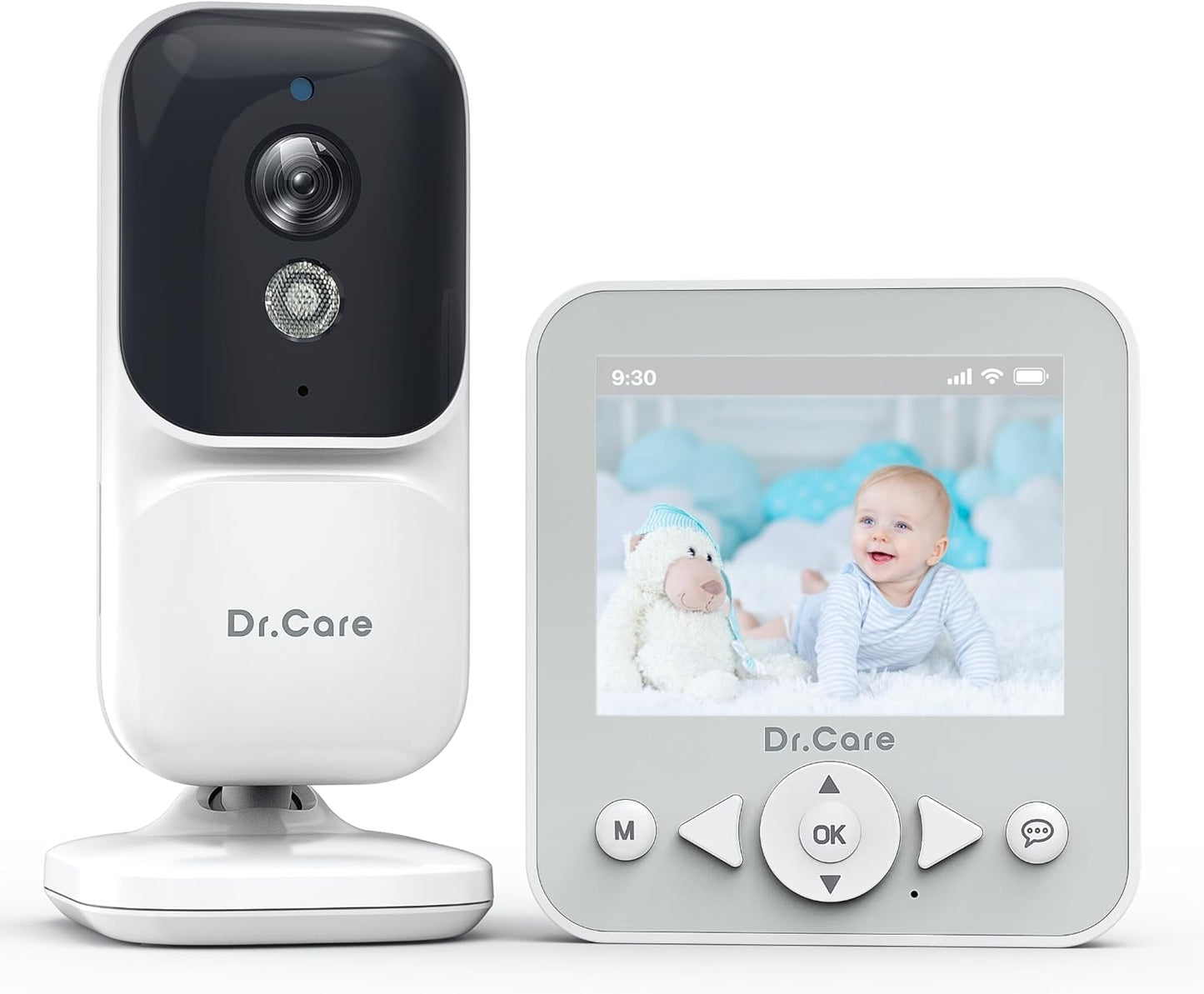 Dr.Care NeoView Baby Monitor No WiFi with Belt Clip Design - 2.8” Screen, 2-Way Audio, Video Loop Recording, Night Vision, Real-Time/VOX Monitoring, Temperature Sensor, Lullabies