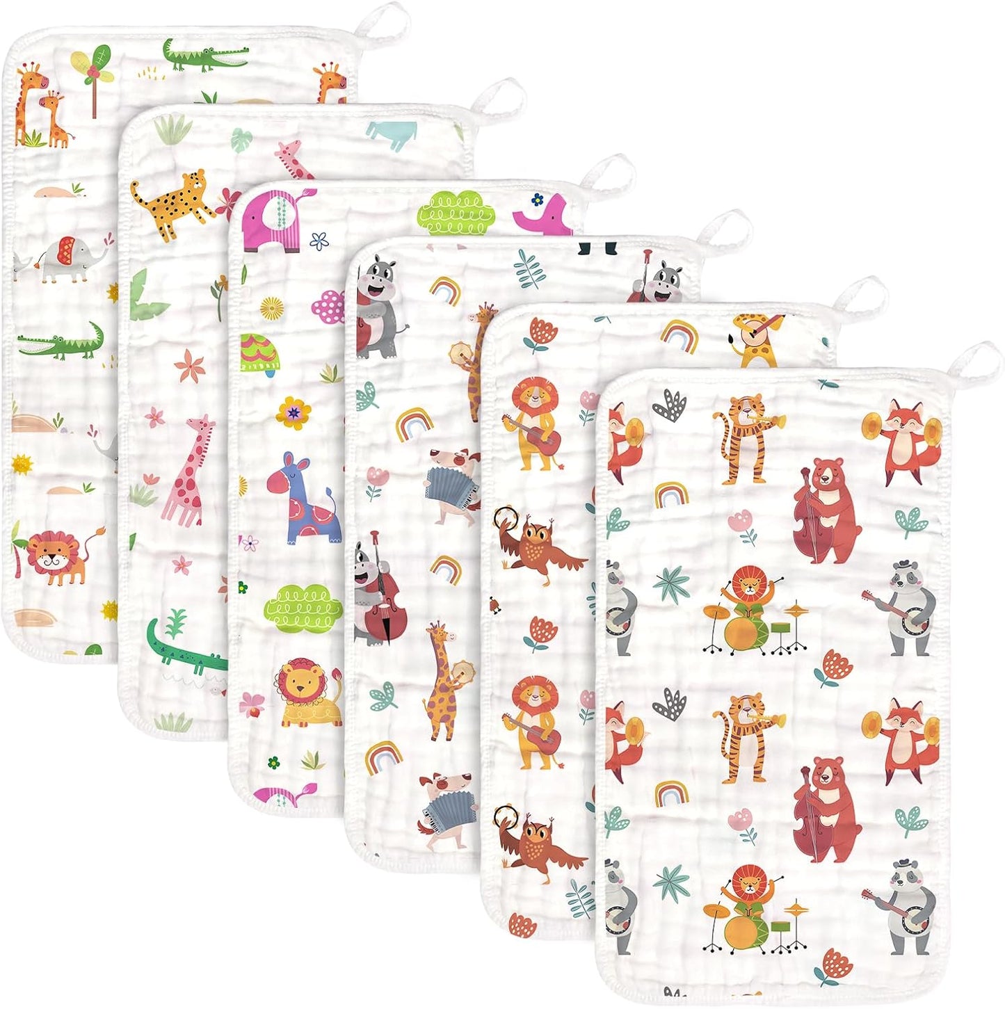 Baby Burp Cloths Muslin Washcloths 6 Pack Muslin Burp Cloths 100% Cotton Large 20''x12'' Soft 6 Layers Baby Burp Rags for Boys Girls Baby Essentials for Newborn Gift Machine Washable