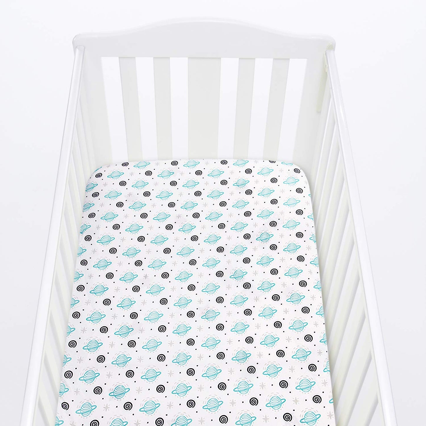 Pack and Play Sheets, 2 Pack Mini Crib Sheets, Stretchy Playard Fitted Sheet, Compatible with Graco Pack n Play, Soft and Breathable Material, Planet & Flower