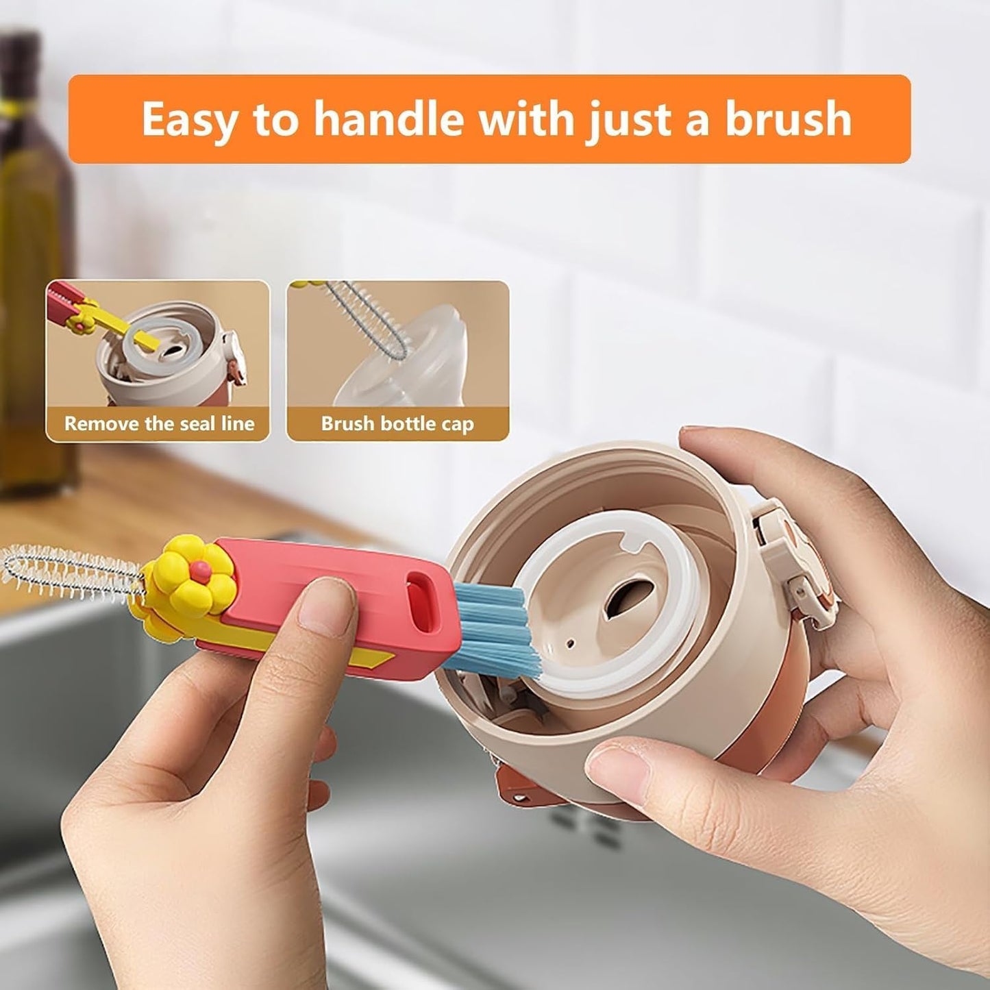 3Pcs 3 in 1 Multifunctional Cleaning Brush-Deep Clean Bottle Necks,Straws&Cup Lids. 3 in 1 Cup Lid Cleaning Brush,Portable Cup Lid Cleaner for Bottle Gap Tight Space Cup,Ideal for Home&Office&Travel