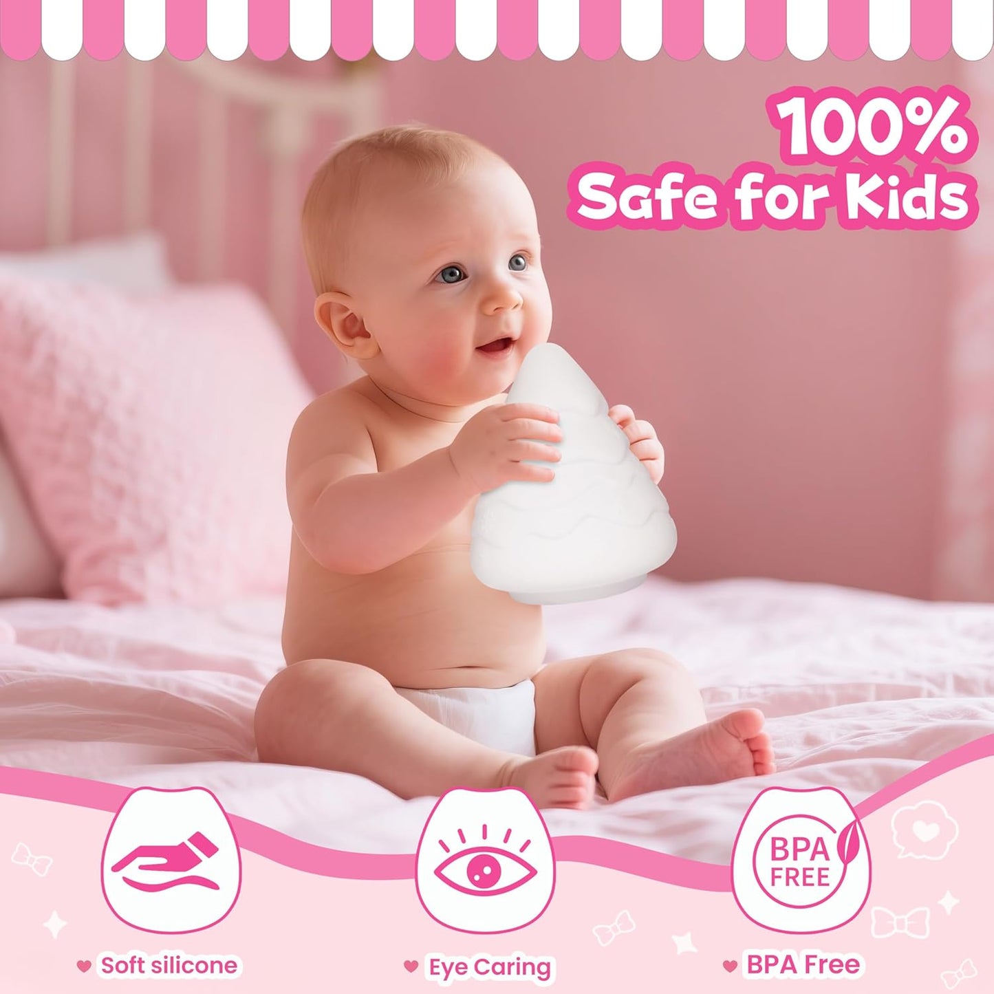 Night Light for Kids, Rechargeable Dimmable Silicone LED Nightlight with 7 Colors, Baby Nursery Night Lamp, Touch Squishy Lamp, Cute Gifts for Girls, Boys, Toddler Room Decor, Christmas Tree