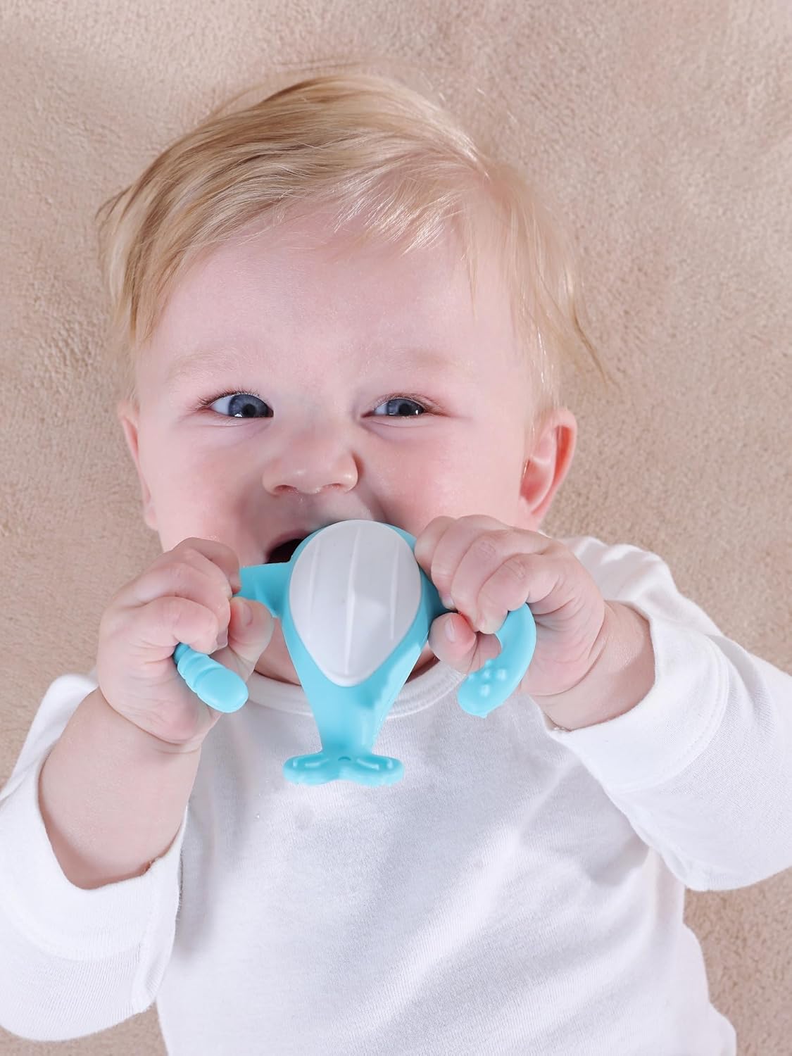 Smily Mia Narwhal Silicone Baby Teether for 3-6Months, Teething Toys 6-12Months, Best Toys for 4Months Babies, Sensory Toys for Teething Babies, Chew Toys for Teething Pain Relief, Blue