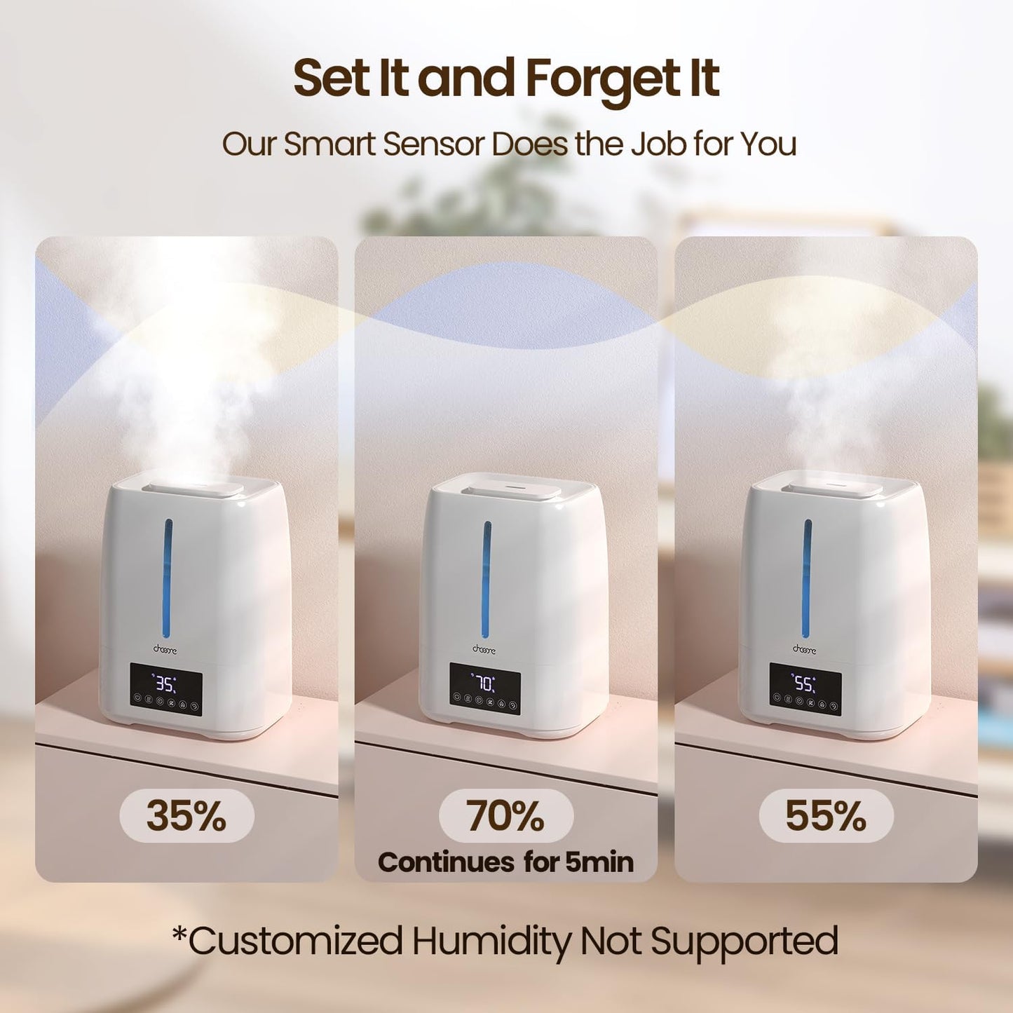 6L Top Fill Ultrasonic Humidifier - Cool and Warm Mist for Bedroom, Baby, Large Rooms & Plants, Smart Humidity Control, Aroma Diffuser, Night Light, 12H Timer, Quiet, White