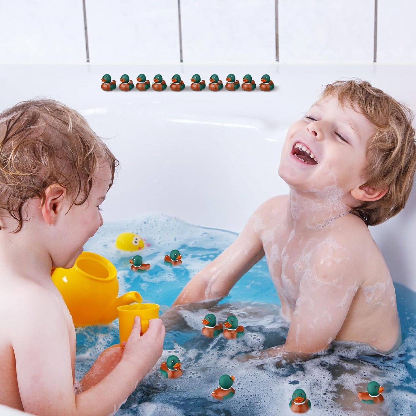 Rubber Duck 2 Inch Duck Bath Floating Rubber Ducky Adorable Party Supplies for Ducky Birthday Party Gift Nature Birds Lovers Hunting Decoration(48 Pcs,Mallard)