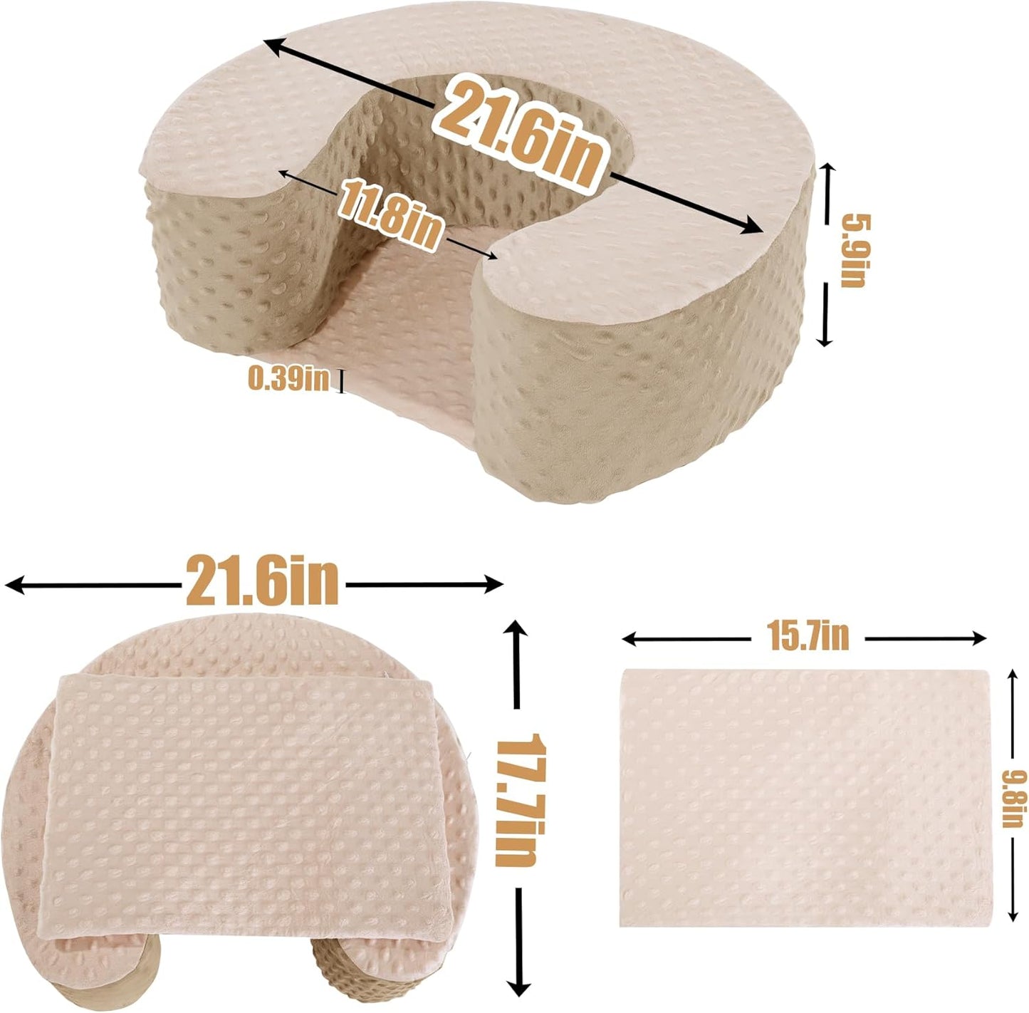 MABOZOO Sit Up Pillow for Baby, Foam Baby Floor Seat Support Seat Sitting Pillow for Sit Balance, Soft Infant Sitting Support Ring for Babies, Infants and Toddlers (Brown & Pink)