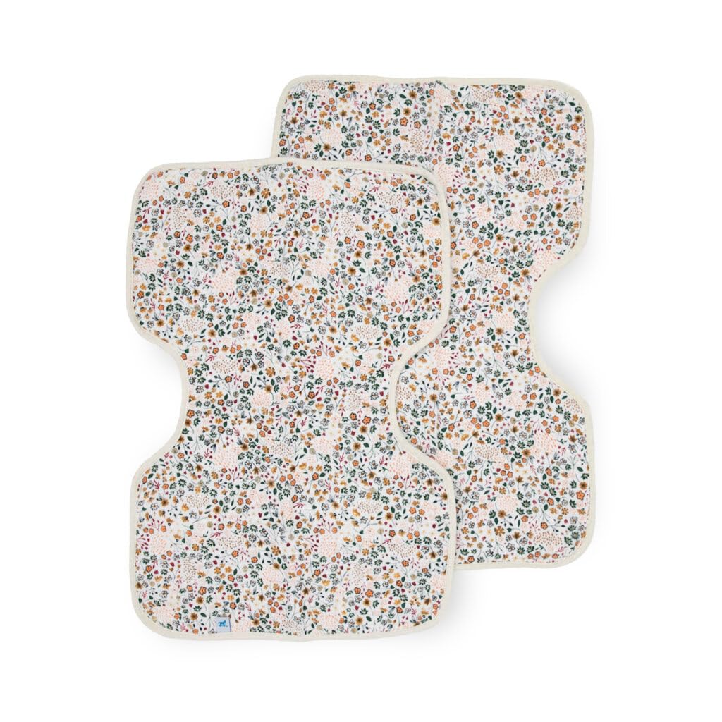 Little Unicorn Ultra-Absorbent Premium Burp Cloth 2 Pack | Soft on Baby's Skin | Larger Size | Ergonomic Design | Set of 2 (Pressed Petals)