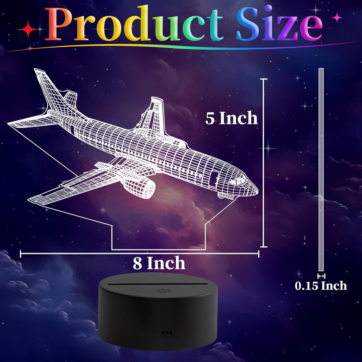 Airplane Night Light, 3D LED Illusion Night Lamp for Boys - Aircraft Themed Bedroom Lamps, Optical Illusion Lamp with Remote Control, Perfect for Kids' Room Décor, Cool Gifts for Airplane Lovers