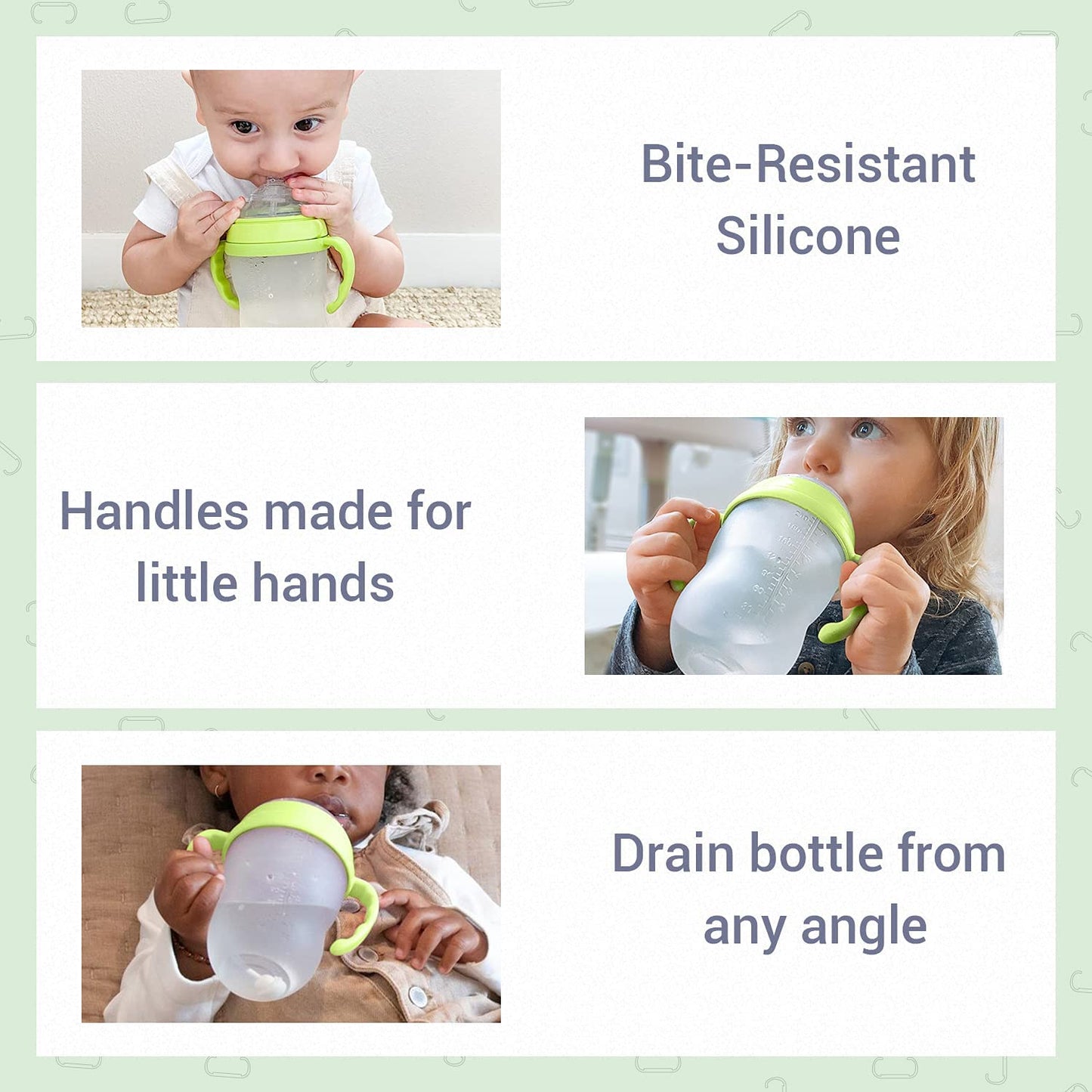 Step 1 Transitional Weighted Straw and Handles Self-Feeding Kit Compatible with Comotomo Silicone Nipples, Medium and Fast Flow | 4 Months +