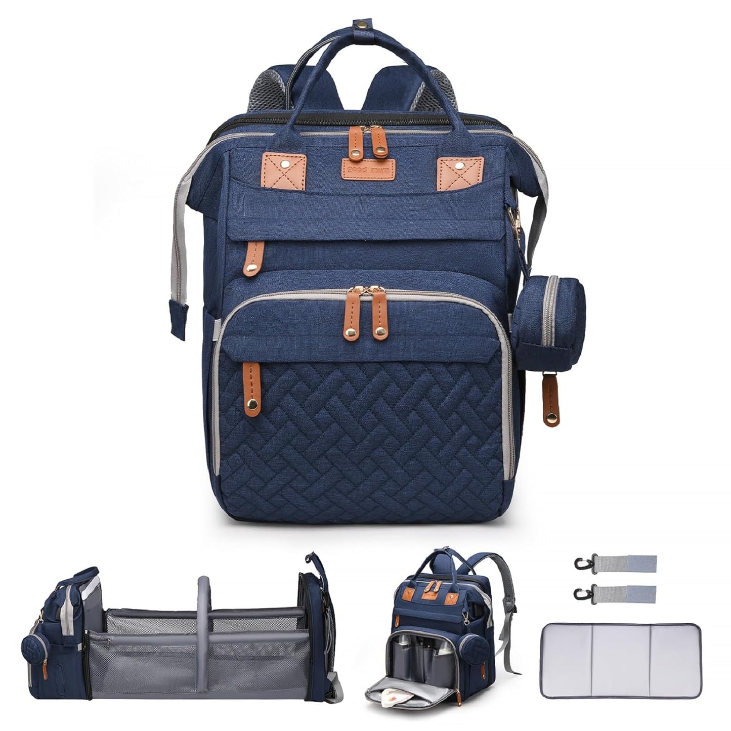 Diaper Bag Backpack Diaper Bag Multifunctional Waterproof Diaper Bag with Changing Station Travel Backpack with Changing Pad, Pacifier Case & Stroller Straps(Blue)