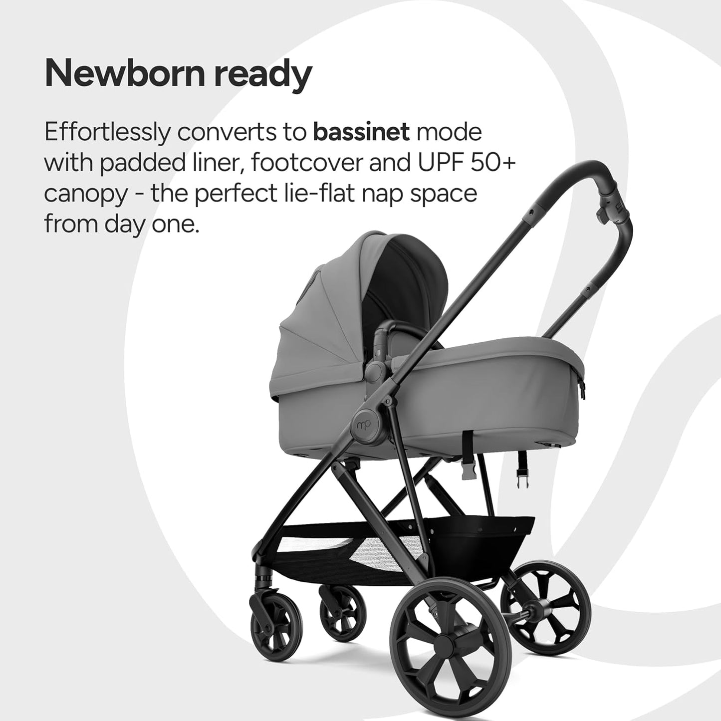 Mompush Wiz Pro 4-in-1 Baby Stroller with Bassinet Mode, Full-Size All-Terrain Premium Stroller from Newborn to Toddler, Snack Tray Included for Easy Feeding & Outing, Lay-Flat in Seconds