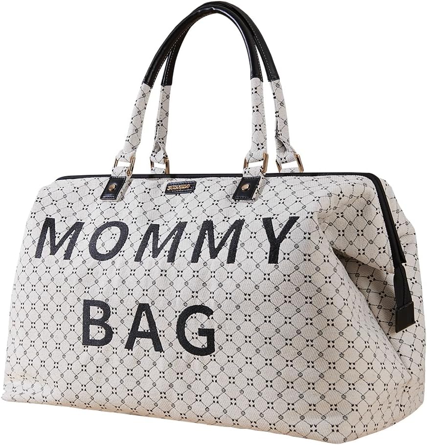 SUNVENO Large Diaper Bag Tote, Mommy Weekender Travel Bag for Mom & Baby, with 2 Pouches, Changing Pad & Luggage Sleeve