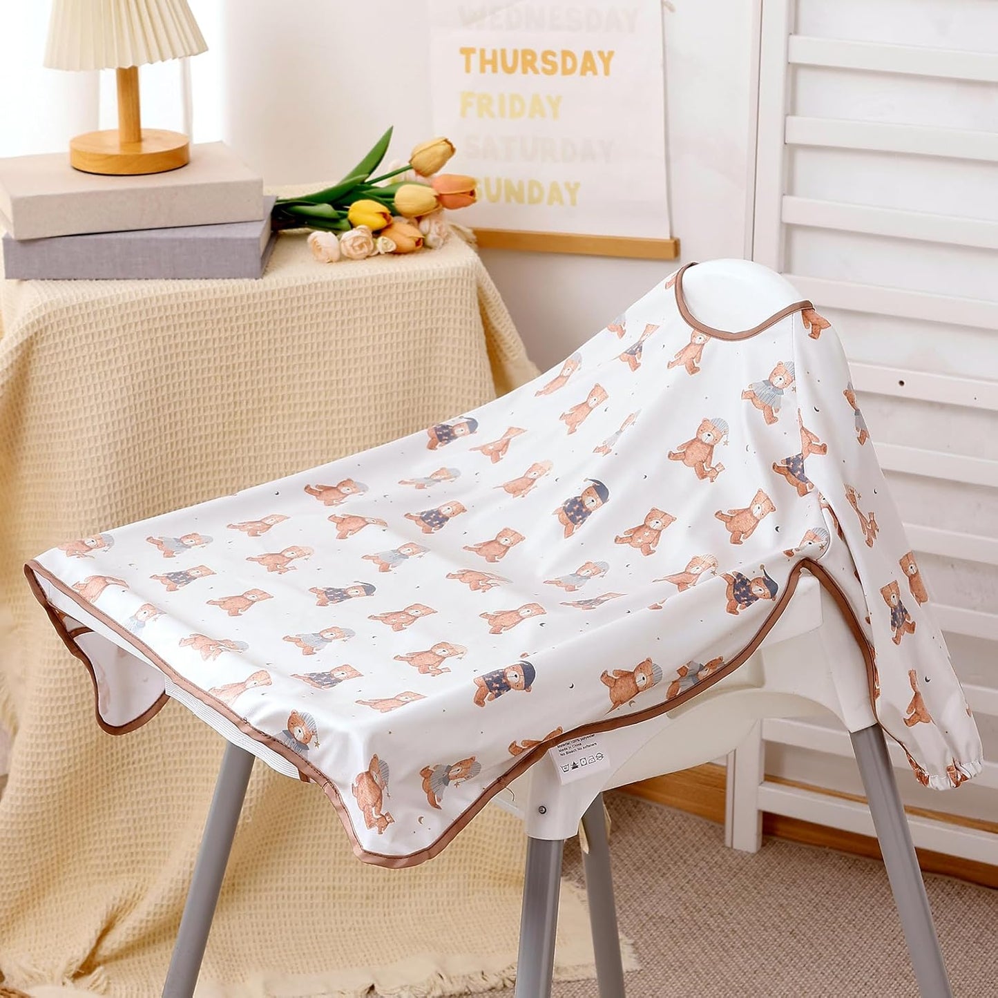 Happy Flute Long Sleeve Baby Bib-Mess Proof Baby Feeding Bibs with Adjustable Design for Babies during Eating or Highchair