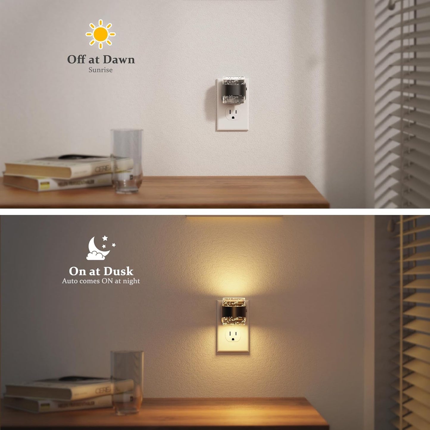 JandCase LED Night Light, Bubble Night Lights Plug into Wall, [2 Pack]Night Light 3000K/4000K/5000K & 3 Brightness Levels, Dimmable Nightlight with Dusk to Dawn Sensor for Bathroom Hallway Bedroom