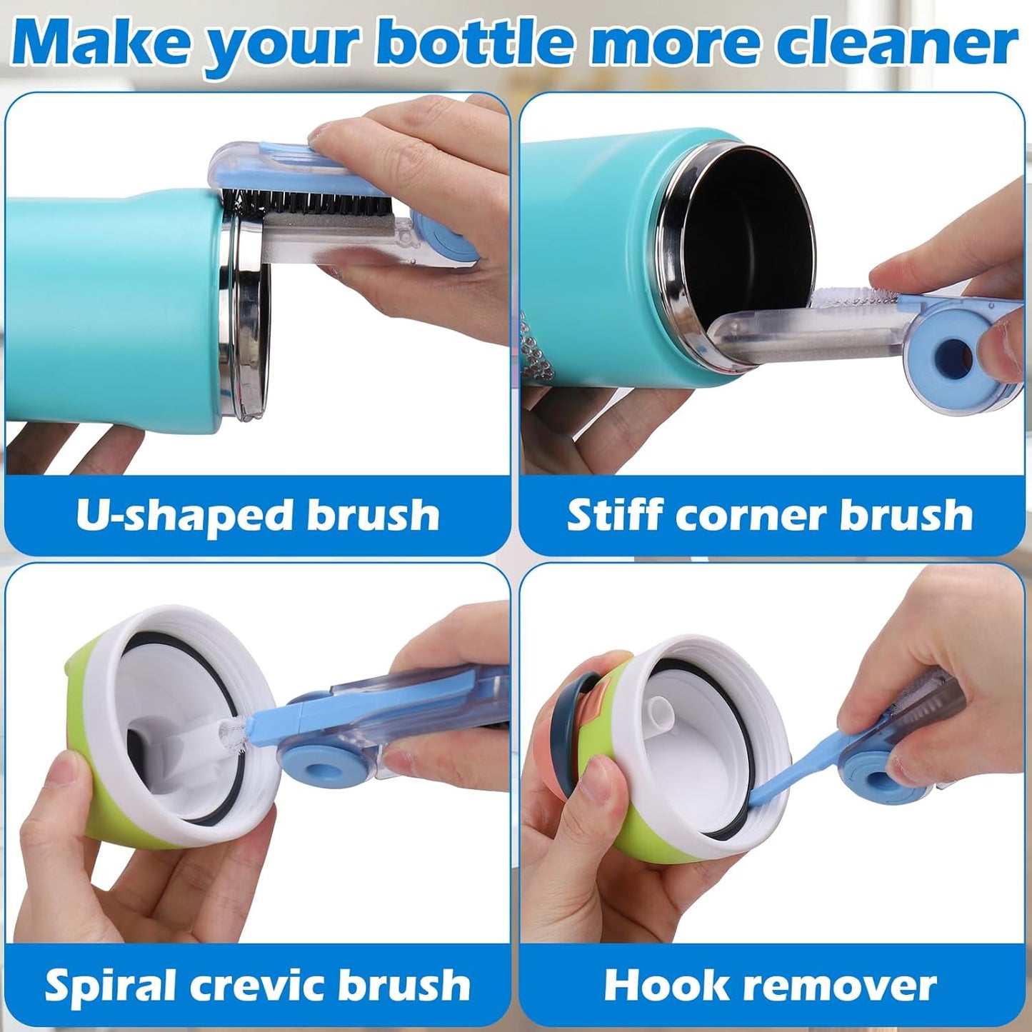 Palksky Water Bottle Cleaning Kit, Brush and Straw Cleaner for Owala, 5 PCS
