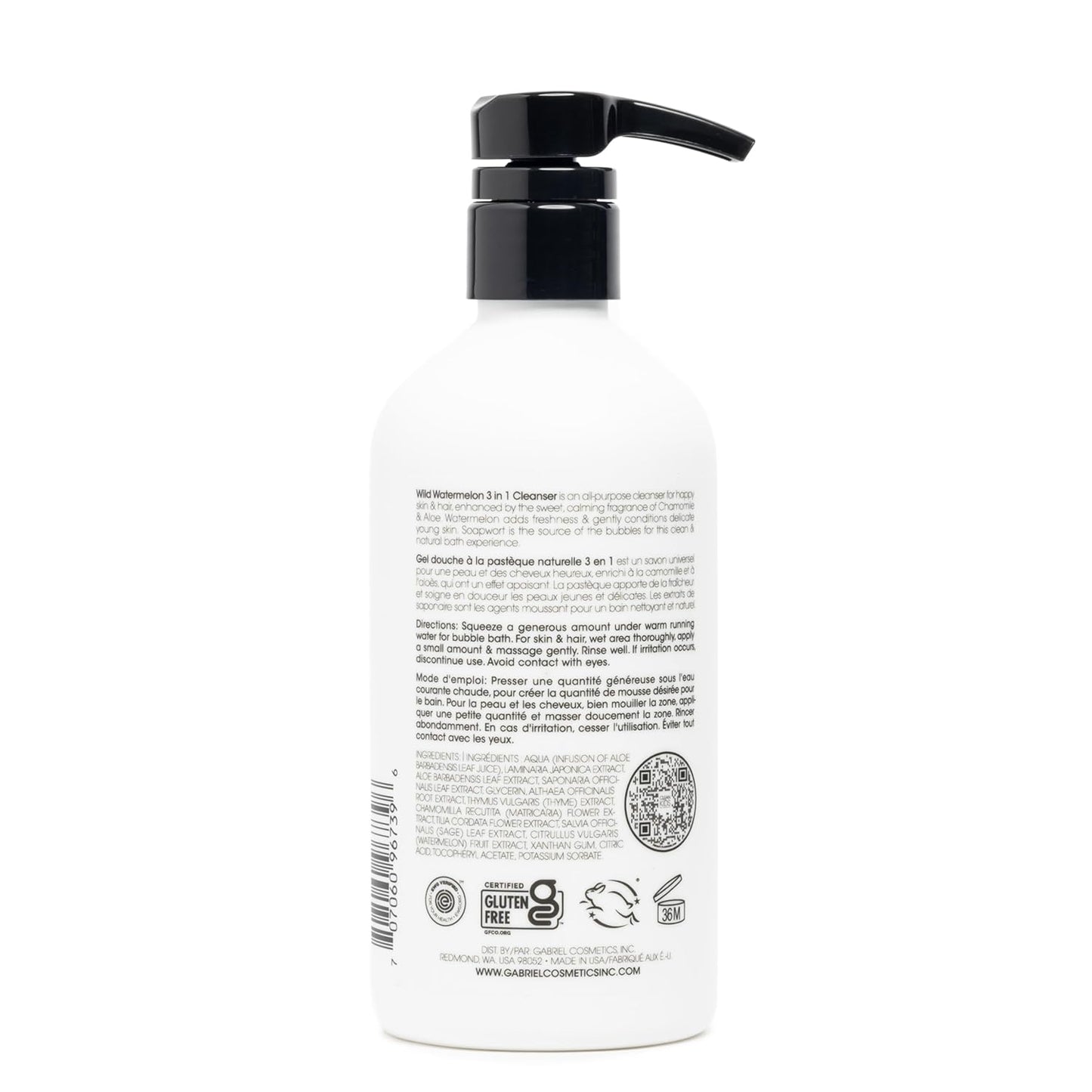 Gabriel Cosmetics Clean Kids Naturally Wild Watermelon 3-in-1 Shampoo, Cleanser & Bubble Bath (16 Fl Oz (1 Bottle), Watermelon 3-in-1)