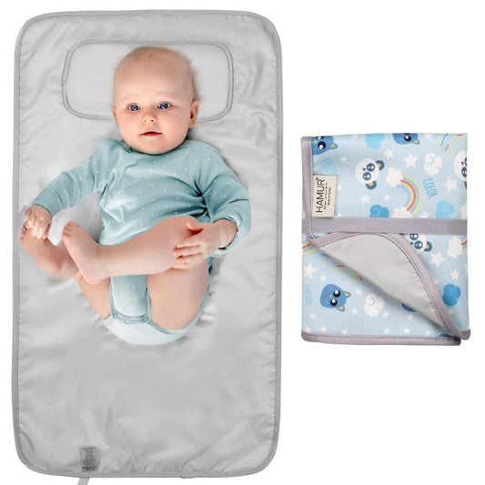 Hamur Home Portable Changing Pad – Waterproof, Washable & Easy Wipe Clean, Foldable Travel Baby Changing Mat for Diaper Bag, Compact & Lightweight, Must-Have for Newborns (Dream Pattern)