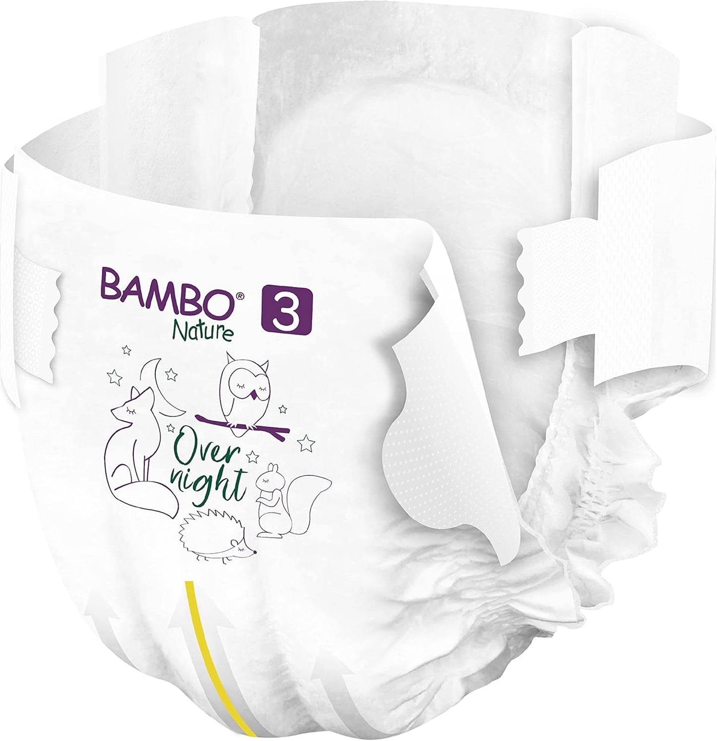 Bambo Nature Overnight Baby Diapers (Sizes 3 TO 6), Size 3, 104 Count