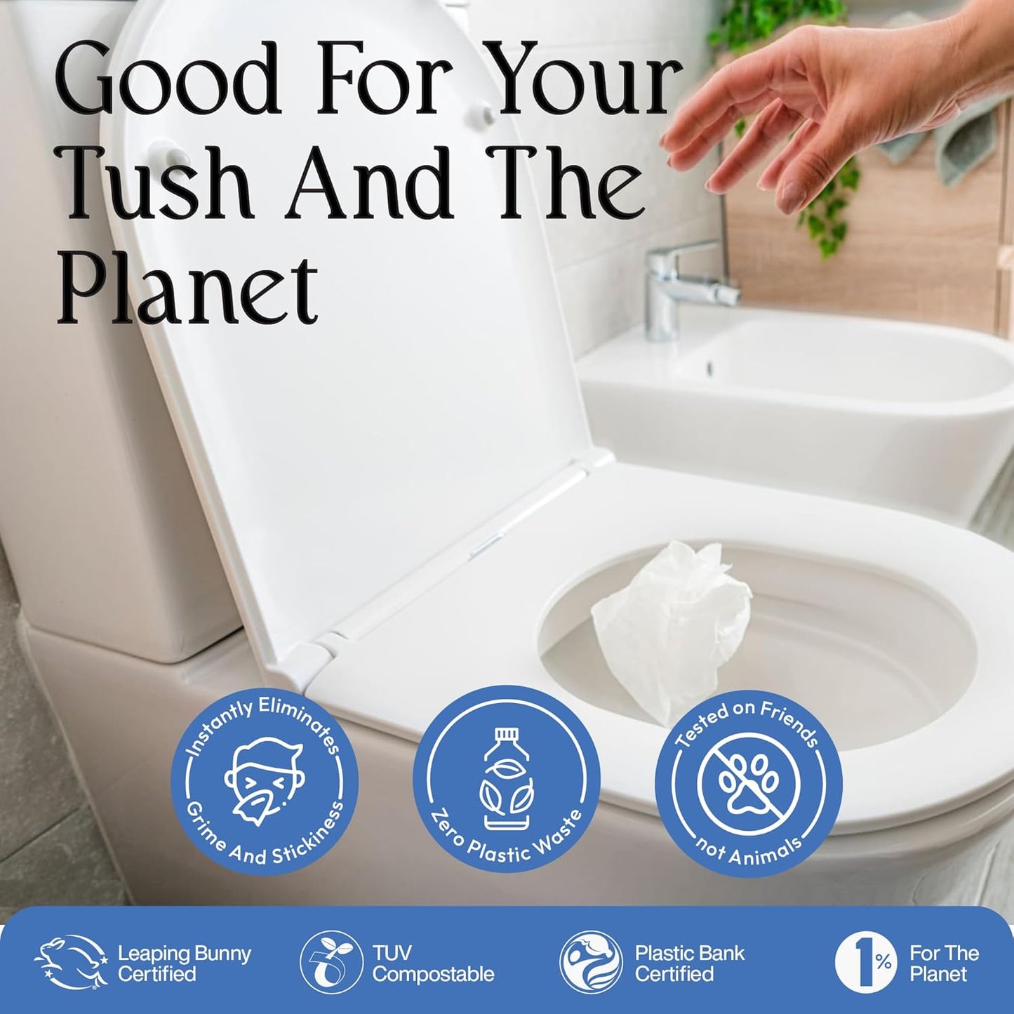 Fomin Flushable Tush Wipes 8 Pack (10 Count) – Unscented Flushable Wet Wipes for Adults – pH Balanced, Biodegradable Cleaning Wipes – Hypoallergenic, Plant Based Travel size Flushable Wipe for Adults