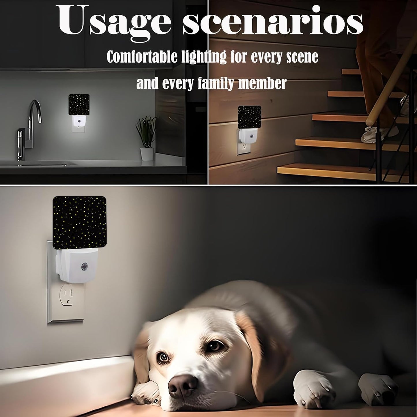 Shining Stars Night Light,Plug-in Night Lights with Dusk-to-Dawn Sensor for Stairway,Hallway,Bedroom Sleep Friendly Ideal for Women/Girls/Boys Gift,0.5w