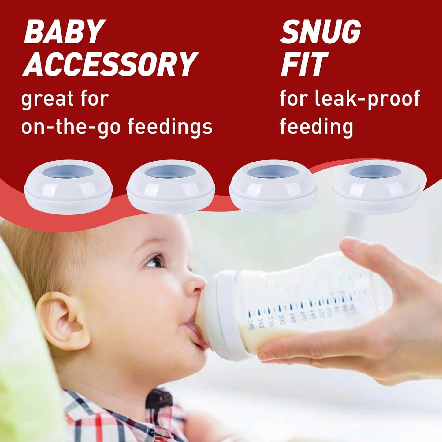 4-Pack Baby Bottle Rings for Philips Avent Natural Bottles, Baby Bottle Replacement Screw Ring Collars, Baby Bottle Nipple Rings for Avent Natural Plastic and Glass Bottles