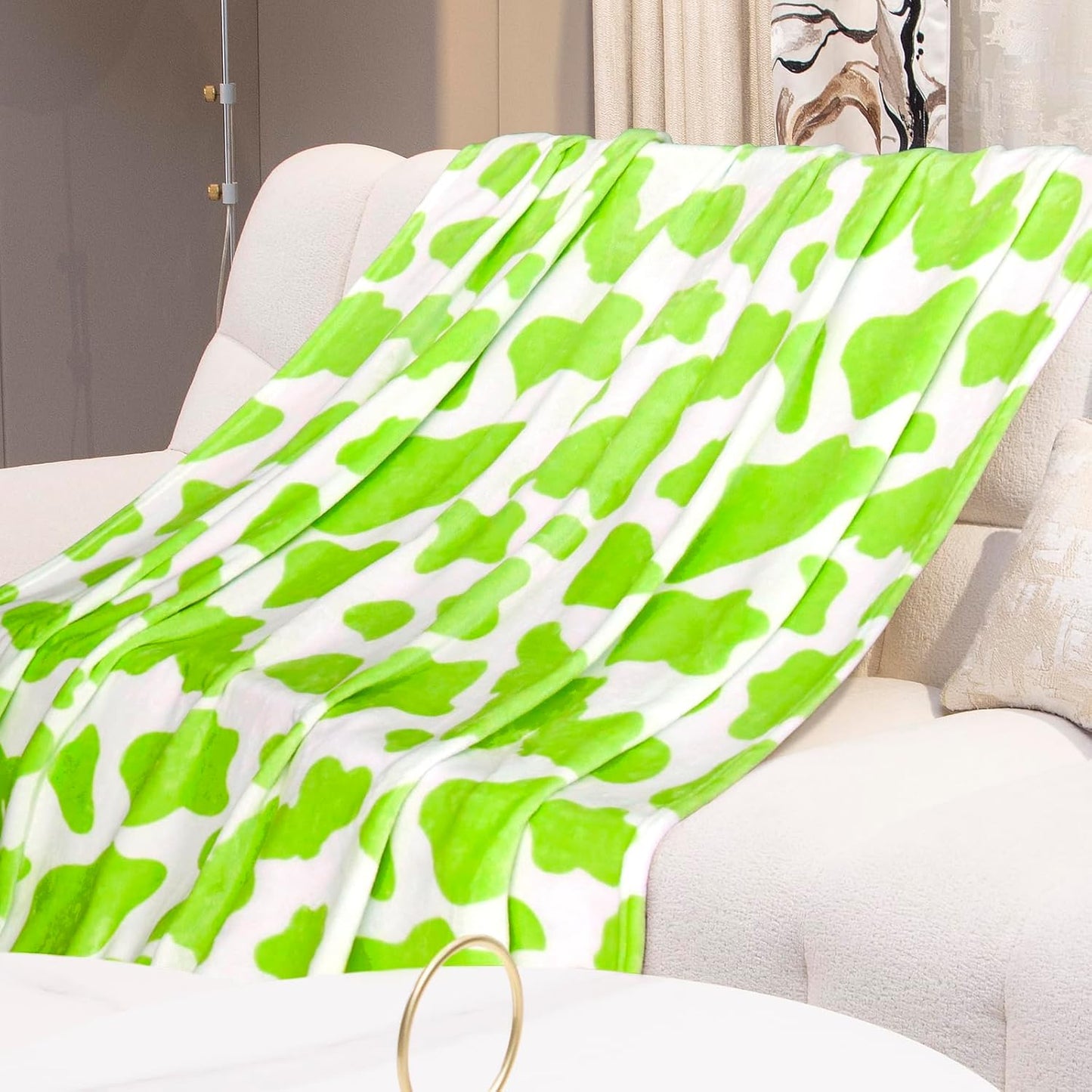 Queen Size Fleece Blanket Lime Green 90"x90" - Extra Large Lightweight Soft Warm Fuzzy Throw for Bed, Couch, Home Decor