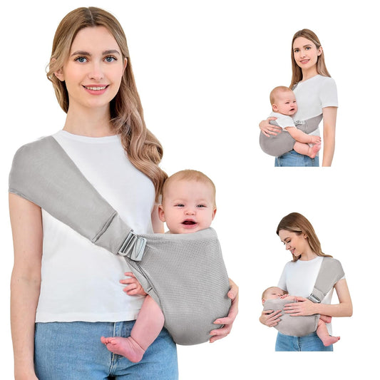 Baby Sling Carrier, Baby Carrier Newborn to Toddler, Mesh Toddler Carrier, Lightweight Breathable Summer Baby Wraps Carrier, Baby Carriers One Size Fits All (Grey)