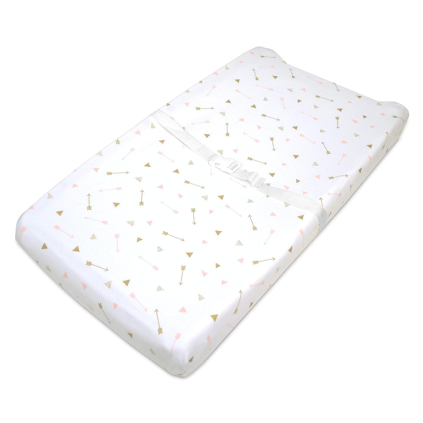 American Baby Company 2 Pack Printed 100% Cotton Knit Fitted Contoured Changing Table Pad Cover - Compatible with Mika Micky Bassinet, Sparkle Gold/Pink Feathers/Arrows, for Boys and Girls