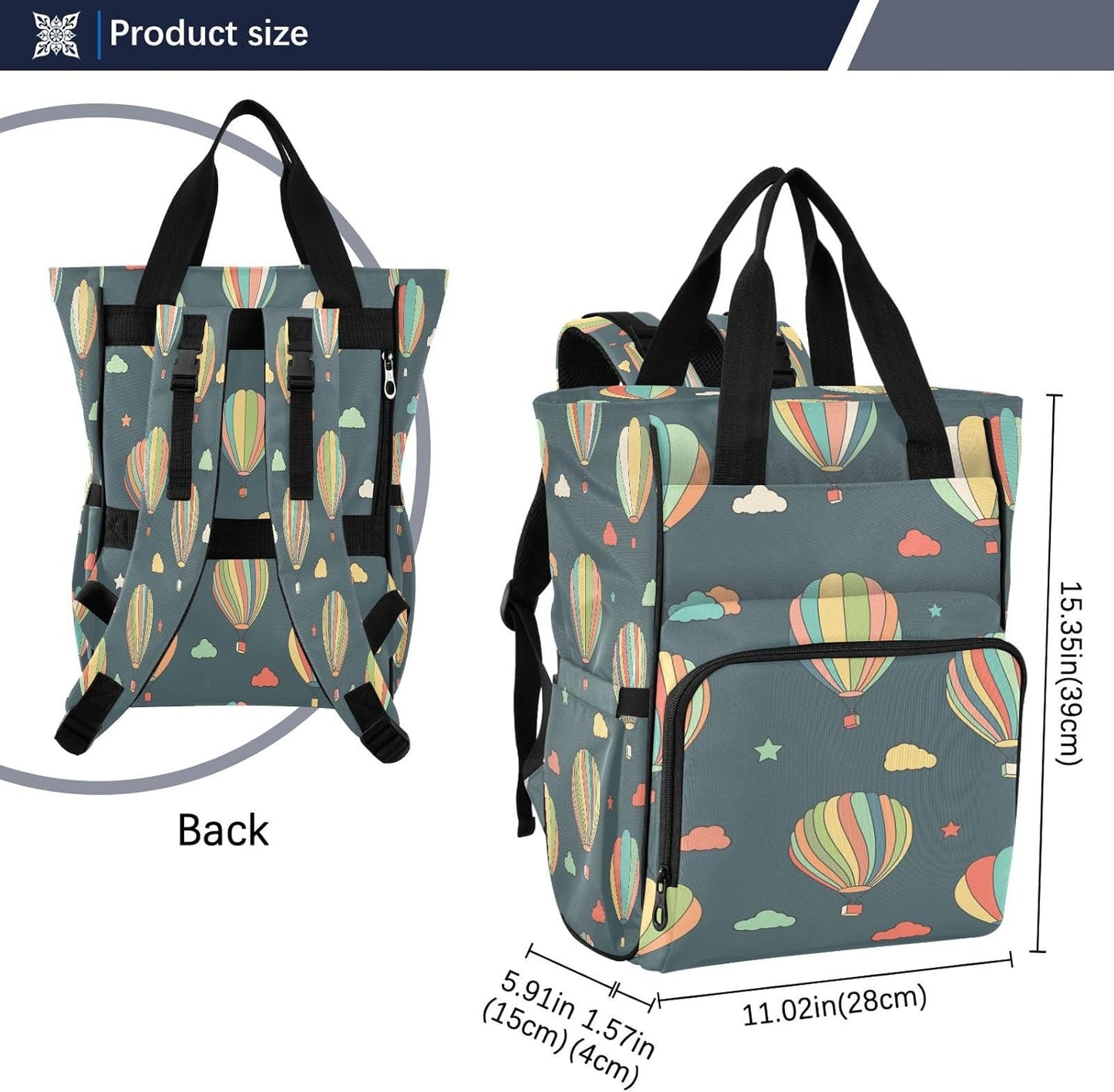 Hot Air Balloon Diaper Bag Backpack, Mommy Bag, Multifunctional Diaper Bag, Travel Backpack, Large Capacity Diaper Bag