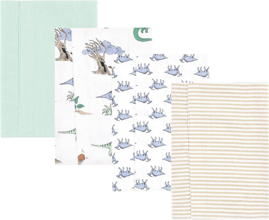 Luvable Friends Hudson Baby Flannel Burp Cloths 4pk, Pastel Dino