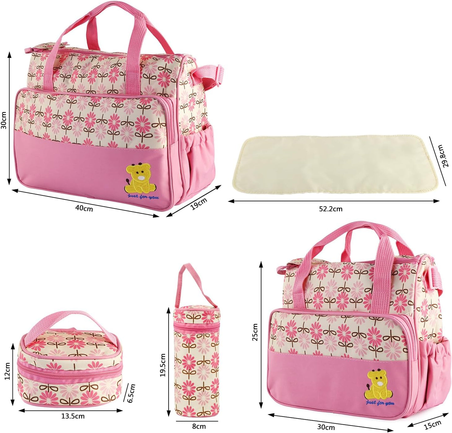 5PCS Baby Diaper Bag Set, Large Baby Doll Diaper Backpack
