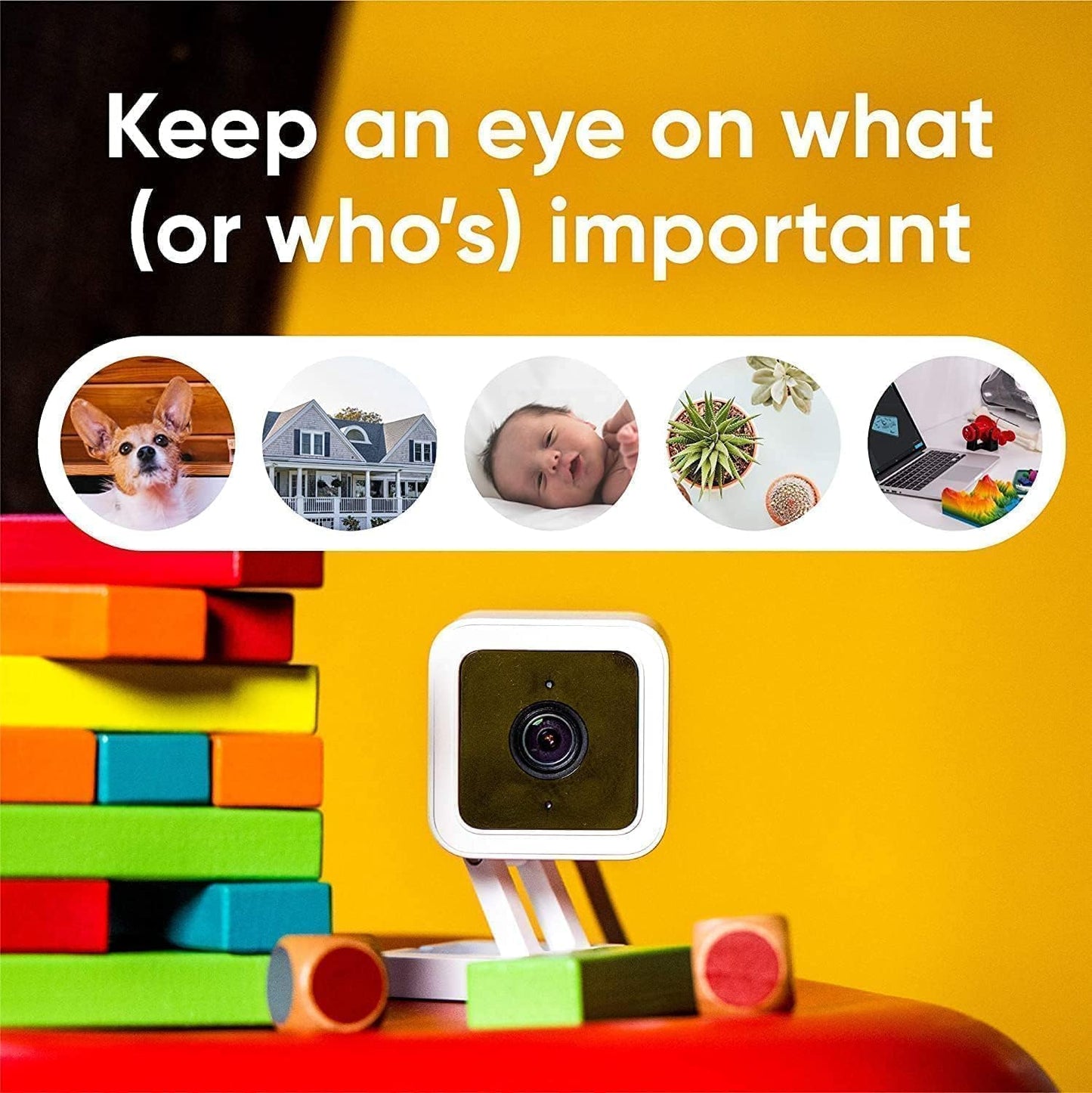 Cam V3 Smart Home Security Camera, Indoor/Outdoor Use, IP65-Rated 1080p Plug-in, Color Night Vision, Motion Detection, Two Way Audio, Compatible with Alexa, Google Assistant, Cam V3+128GB SD Card